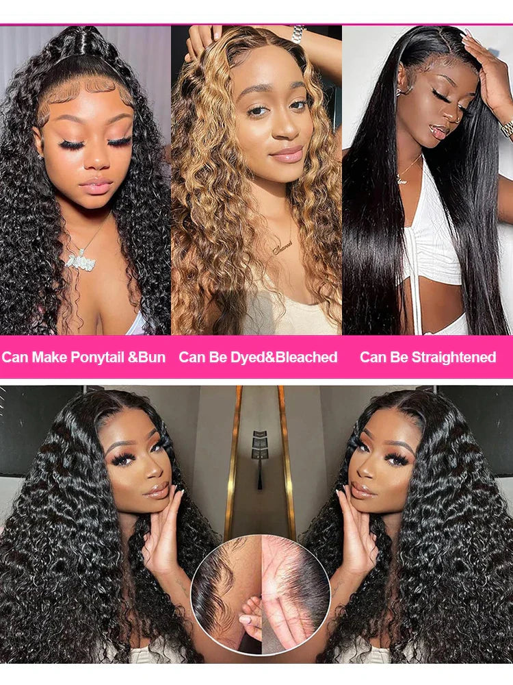 Water Wave Curly Lace Frontal Wigs