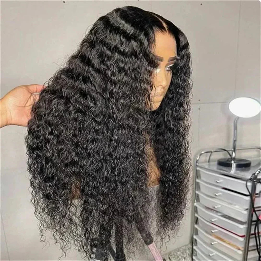 Soft Natural Black Kinky Curly Lace Front Wig